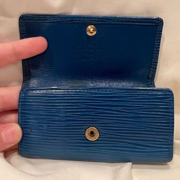 Vintage Louis Vuitton Epi Leather Keyring Case Key Holder Blue VGC - Picture 6 of 10
